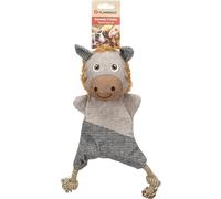 giochi per cani - cavallo Libar marrone - gioco con corda e squeaker - 25x9,5x34cm