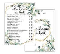 Giochi per feste di inaugurazione della casa, Chi ci conosce il miglior gioco, Greenery Fun New Home, New House, Nuovo proprietario di casa partito carte, 30 fogli ogni confezione