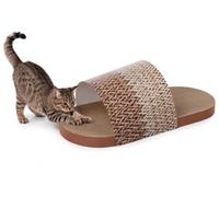 Giochi per gatti - Tiragraffi Slippi a forma di ciabatta marrone - Taglia L - Cartone di alta qualità - Con catnip - Utilizzabile su entrambi i lati - 75 x 31 x 23 cm