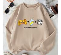 Giochi più bevande equivalgono a una vita meravigliosa - Stampe con motivi e lettere - Ragazzi/Ragazze/Adolescenti - Felpa/Maglia girocollo con spalle cadenti - Maglia a maniche lunghe ampia, versatil