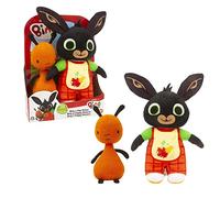 Giochi Preziosi Bing - Peluche coppia, Bing con grembiulino per colorare e orecchie rumorose e Flop, morbidi da abbracciare e coccolare, per bambini a partire da zero mesi, BNG46000