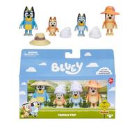 Giochi Preziosi Bluey - Bluey, Bingo, Mamma Chilly, Papà Bandit in un set 4 personaggi a tema vacanza, Articolatie Dettagliati, Per bambini a partire dai 3 anni