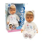 Cicciobello - Cutie Bear Bambola Interattiva Con Funzione Pianto E Tutina Bianca Ad Orsetto, Alta 42 Cm, Smette Di Piangere Con Il Ciuccio, Gioco Educativo Per Bambini 2+