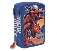 Giochi Preziosi GOPOP 2022 Astuccio Triplo Dragon, per chi si sente forte, determinato e coraggioso, completo di Matite Colorate, Pennarelli, Penne, Gomma, Temperino, Righello e Forbice, GG9L2400