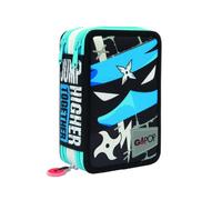 Giochi Preziosi GOPOP 2022 Astuccio Triplo Ninja, per chi si sente dinamico, graffiante e stiloso, completo di Matite Colorate, Pennarelli, Penne, Gomma, Temperino, Righello e Forbice, GG9L2500