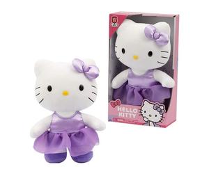 Giochi Preziosi Hello Kitty Peluche morbido 30cm Con Vestito e Fiocco in Raso Viola