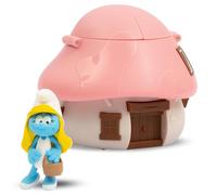 Giochi Preziosi I Puffi - Puffetta da 5,5 cm e la sua Casetta Dei Puffi Con Tetto Rosa, Meccanismo Ricaricabile ed Effetto Sorpresa, Per Bambini A Partire Dai 3 Anni