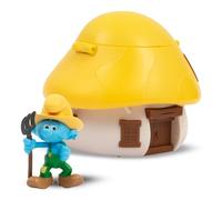 Giochi Preziosi I Puffi - Puffo Contadino da 5,5 cm e la Sua Casetta dei Puffi con Tetto Giallo, Meccanismo Ricaricabile ed Effetto Sorpresa, per Bambini A Partire dai 3 Anni