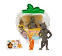 Giochi Preziosi - Masha e Orso: Lupo e Scoiattolo Set Personaggi da 7 cm, Confezione Trasportabile con Sticker, Personaggi Originali del Cartone Animato Masha e Orso, Per Bambini da 3 Anni in Su