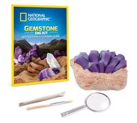 Giochi Preziosi National Geographic - Kit Geologico con Pietra da Scavo e Strumenti per Gemme Preziose, Puoi Trovare Ametista, Quarzo e Occhio di Tigre. Guida e Lente di Ingrandimento Inclusi