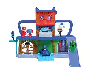 Giochi Preziosi PJM06001 Super Pigiamini PJ Masks Playset Quartier Generale, Incluso Gattoboy e Gattomobile, Multicolour