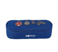 Giochi Preziosi-Sketch Astuccio Ovale Capiente Scuola Bambino 2 zip Blu