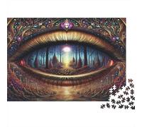 Giochi Puzzle Adulti Occhi di Meraviglia - Grande Occhio che Riflette la Foresta Sfidante e Rompicapo per Antistress 52x38cm
