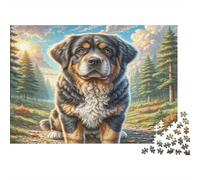 Giochi Puzzle per Adulti Keeshond, Bovaro del Bernese sul Sentiero nel Bosco Sfidante e Rompicapo per Antistress 52x38cm 1000 Pezzi