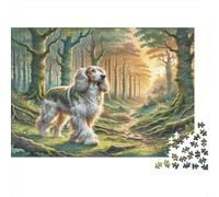 Giochi Puzzle Sfidanti per Adulti Scottish Deerhound, Cane nei Boschi Illuminati dal Sole per Donne Regali per Uomini dai 14 Anni 70x50cm 1000 Pezzi