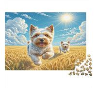 Giochi Puzzle Sfidanti per Adulti Scottish Terrier, Due Terrier nel Campo di Grano per Donne Regali per Uomini dai 14 Anni 38x26cm 1000 Pezzi