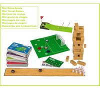 Giochi Viaggio 4er Set Mini-Golf & Gratuito Kick Calcio & Bowling & Tipsy Torre