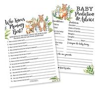 Giochi Woodland Baby Shower Genere Neutro - 2 Giochi Double Sided, 25 Who Knows Mommy Miglior Gioco Baby Shower Da Giocare, 25 Carte di Previsione E Consigli Del Bambino, Giochi Di Sesso Per Gli Ospiti