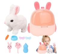 GIOCHIO BUNNY SOPPING - Plice elettronico interattivo per bambini | Kit giocattolo per alimentazione per animali domestici divertenti per ragazzi e ragazze | Soft Walking Bunny Rabbit giocattolo per i