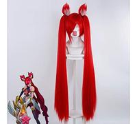 Gioco 120Cm Lol Jinx Magic Girl Parrucca rossa Cosplay Resistente al calore Parrucca sintetica per capelli con orecchie 331C