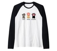 Gioco a Mano Rock Paper Scissors Cute Paw Funny Cat Introvert Maglia con Maniche Raglan