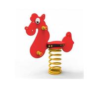 Gioco a molla " Cavallo Furia" monoposto in polietilene da esterno per parchi, asili, ville e giardino - MOLLA GIOCHI PLAYGROUND: Con molla filo 17,5mm - H 360mm + STAFFA OMEGA a tassellare