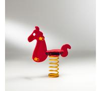 Gioco a molla "Cavallone" monoposto in polietilene da esterno per parchi, asili, ville e giardino - MOLLA GIOCHI PLAYGROUND: Con molla filo 17,5mm - H 360mm + STAFFA OMEGA a tassellare