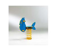 Gioco a molla " Pesce" monoposto in polietilene da esterno per parchi, asili, ville e giardino - MOLLA GIOCHI PLAYGROUND: Con molla filo 17,5mm - H 360mm + STAFFA OMEGA a tassellare
