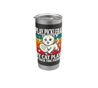 Gioco a Pickleball Il mio gatto gioca ad attaccare la pagaia Bicchiere termico in acciaio inox doppia parete