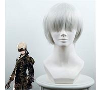 Gioco Ainiel NieR: Automata 9S YoRHa n. 9 parrucca cosplay tipo S parrucche grigio argento capelli sintetici corti parrucche da festa in costume
