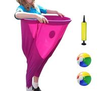 Gioco All'aperto con Pantaloni della Nonna, Gioco da Giardino con Pantaloni della Nonna per Adulti con 2-6 Palline In Pvc, Set di Giochi Sul Campo per Staffetta a Squadre/riunione Familiar red 2*ball