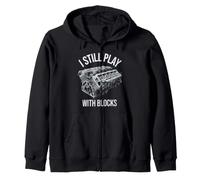 Gioco Ancora con i Blocchi Race Car Meccanico Humor Racing. Felpa con Cappuccio