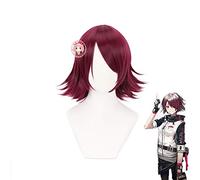 Gioco Arknights Exusiai Parrucche Cosplay Vino Rosso Indietro Warp Capelli corti Festa Festa Parrucca sintetica