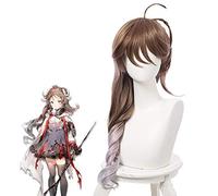 Gioco Arknights Eyjafjalla Parrucca cosplay 80 cm Lunga Riccia marrone misto Parrucca sintetica termoresistente per capelli Donne Pelucas + Rete per capelli