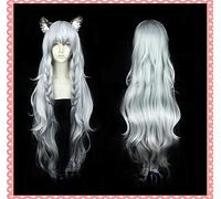 Gioco Arknights Snow Leopard Famiglia Cosplay Parrucca Pramanix Lunga sfumatura grigio argento con doppie parrucche cosplay a coda di cavallo 110 cm