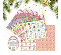 Gioco Bingo Per Bambini - Carta 16,7x17,2cm | Gioco da tavolo, set di bingo pasquale per l'aula della chiesa familiare | Carte per attività indoor Adesivi Calling Pieces Festa educativa Regalo per vac