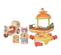 Gioco Catering - SYLVANIAN FAMILIES - Hamburger Stand - Papa Latte Cat e Scooter
