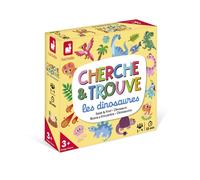 Gioco Cerca e Trova JANOD Il Mio Primo - Dinosauri, 1-4 giocatori, 3+ anni, 20 carte, tabellone doppio lato, dado in legno giallo - Nouvo