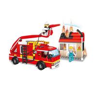 Gioco costruzioni mattoncini vigili del fuoco stazione camion 328 pz conforme CE