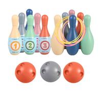 Gioco da bowling per bambini, gioco da bowling colorato con 12 palline, 3 palline e 6 anelli, interattivo per interni, sviluppo delle abilità per l'apprendimento in famiglia, entr