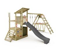 Gioco da giardino FATMOOSE FruityForest Fun XXL con ampliamento surf, altalena e scivolo, struttura da esterno per bambini con sabbiera, scaletta e accessori per il gioco (antracite)