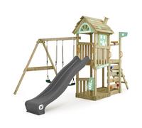 Gioco da giardino WICKEY FarmFlyer con altalena, telone e scivolo, struttura da esterno per bambini con sabbiera, scaletta e accessori da gioco - verde pastello