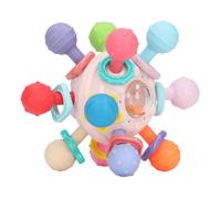 Gioco da masticare in silicone rosa per neonati, sonaglio sensoriale a palla di 10,5 cm