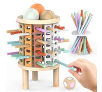 Gioco da Tavolo bambini 3 4 5 6 7 8 9 10+ Anni, Giochi Montessori Legno Regalo Bimbi Torre con Bastoncini Colorato e Dadi, Giochi Società Educativi Interattivi di Famiglia Regalini Festa Compleanno