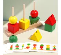 Gioco da tavolo con smistamento di forme in legno, giocattolo per