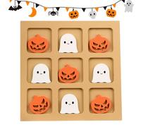 Gioco da Tavolo di Halloween | Scacchi Logici in Legno XO,Gioco Strategico Halloween Per Viaggio Auto Spiaggia Campeggio Festa Riunione Famiglia