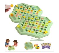 Gioco da tavolo Flip Match, gioco di memoria a scacchi con animali, gioco di memoria a scacchi con abbinamento for 4 giocatori(Green-Animals+Fruit)