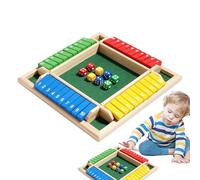 Gioco da tavolo Gioco dei dadi in scatola, Gioco dei dadi in scatola per 4 giocatori Chiudere la scatola in legno Giochi matematici Gioco da tavolo in legno da tavolo Gioco dei dadi Bar Festa Famiglia