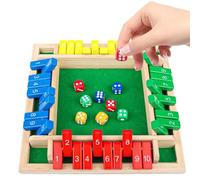 Gioco da Tavolo in Legno Classico, Gioco Matematico di Dadi da Tavolo, Gioco di Dadi da 2-4 Giocatori, Shut The Box Gioco, Adatto per Giocare da 1 a 4 Giocatori Dagli 8 Anni in Su