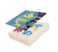 Gioco da Tavolo in Legno di Funghi, Inserisci Puzzle Colorati per Favorire la Tua Immaginazione (Oceano)